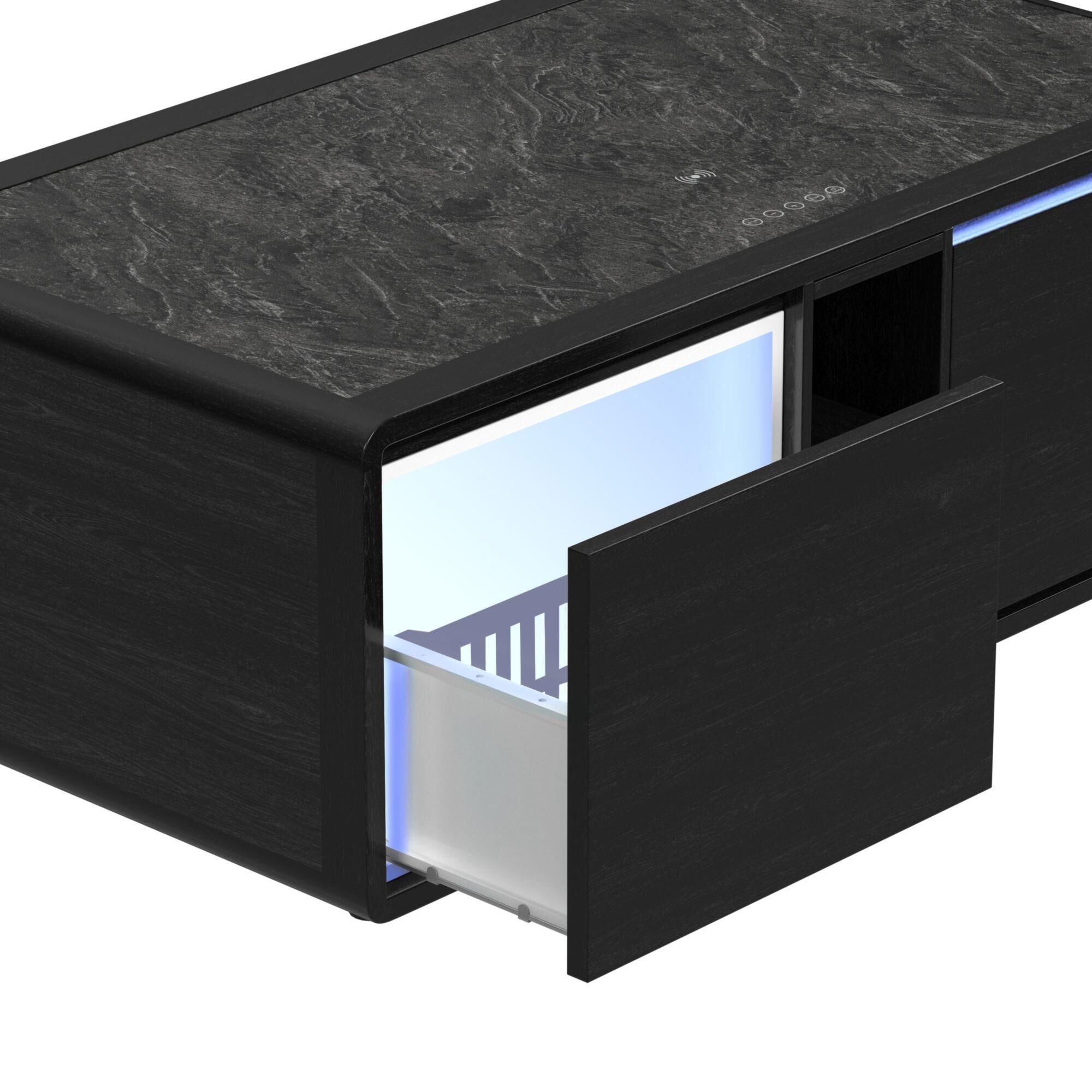 Mayberry Hill Halo Smart Coffee Table with Fridge and Speaker in Black