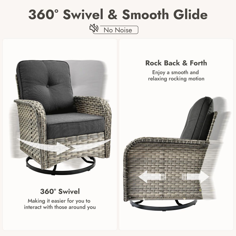 HOMLUX 3-Piece Patio Conversation Set in Black, , large