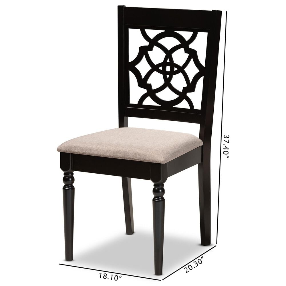 Baxton Studio Renaud Side Chair with Sand Cushion in Espresso Brown (Set of 2), , large
