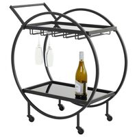 Maple and Jade 31 inch Bar Cart with Wine Glass Rack in Black