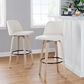 LumiSource Toriano Swivel Bar Stool with Cream Noise Fabric Upholstery in Whitewashed and Black (Set of 2), , large