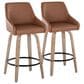 LumiSource Hannah Swivel Counter Stool with Camel Faux Leather Upholstery in Whitewashed and Black (Set of 2), , large