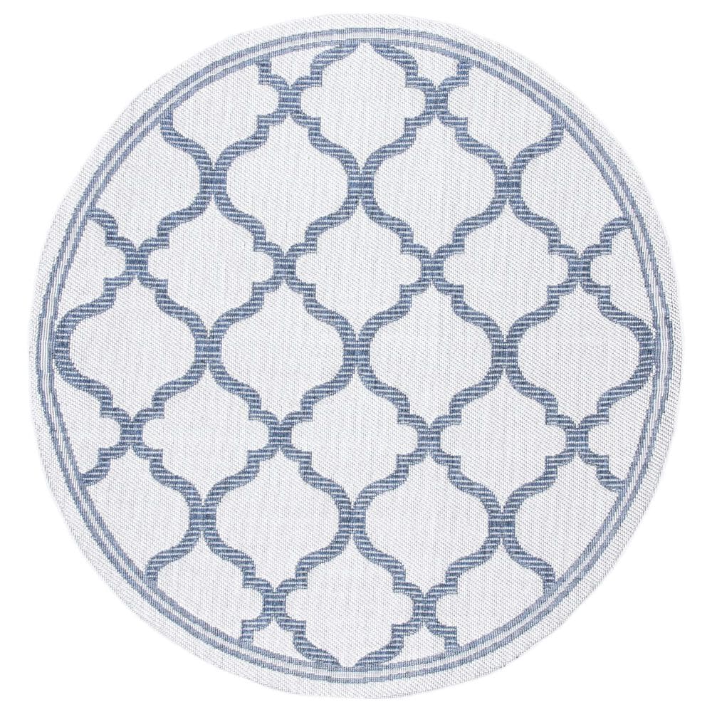 Safavieh Bermuda 6"7" Round Ivory and Charcoal Indoor/Outdoor Area Performance Rug, , large