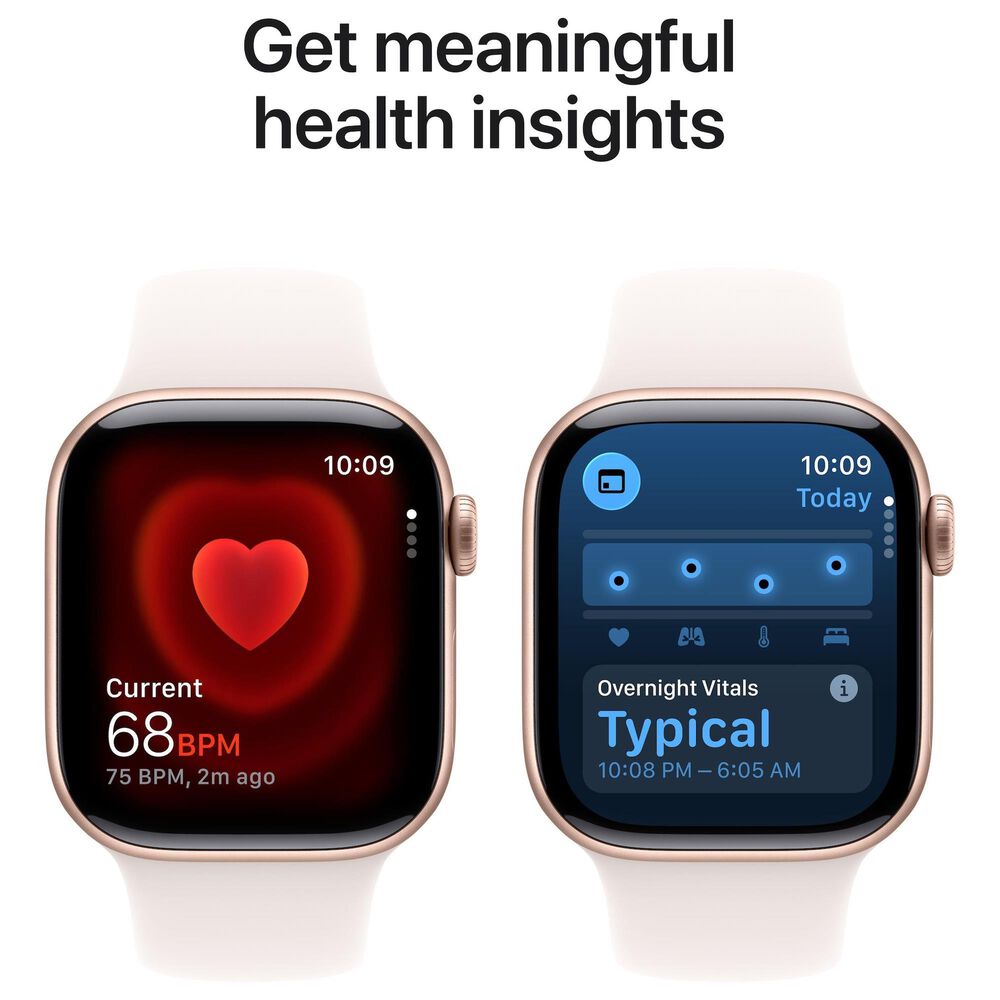 Apple Watch Series 11 (GPS+Cellular) 42mm Aluminum Case with Light Blush - M/L Sport Band in Rose Gold and 2-Year AppleCare+, , large