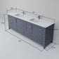 Lexora Home Jacques 84" Double Bathroom Vanity in Dark Grey with 2 cm White Quartz Top and Rectangular Sinks, , large