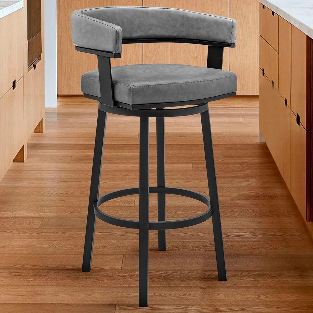 Armen Living Cohen 26&quot; Swivel Counter Stool in Gray, , large