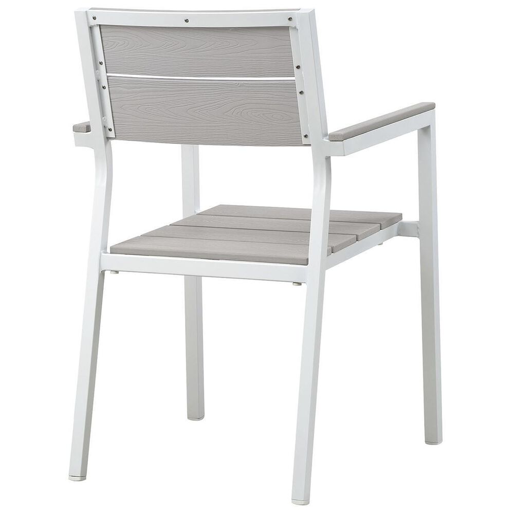 Modway Maine 3-Piece Outdoor Patio Bistro Set in White and Light Gray, , large