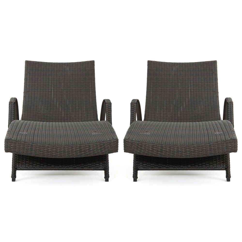 Noble House Salem Patio Chaise Lounge in Multi-Brown &#40;Set of 2&#41;, , large