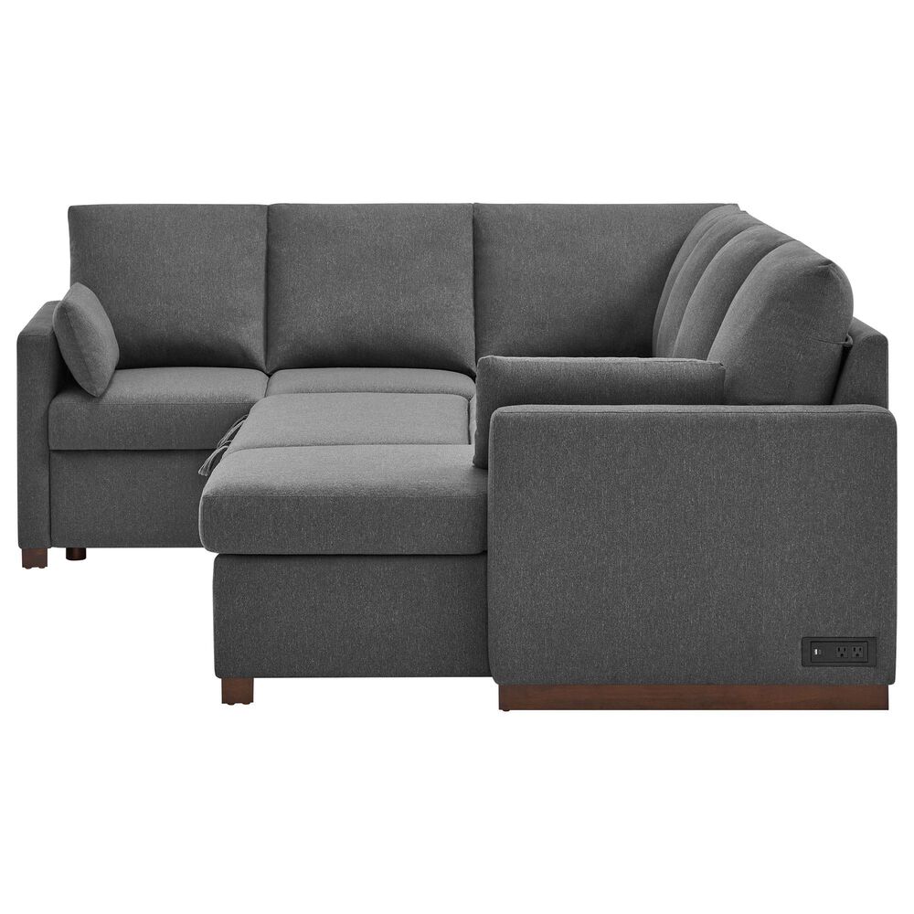 Lifestyle Solutions Edgewood Stationary Convertible Sleeper Sectional in Charcoal, , large