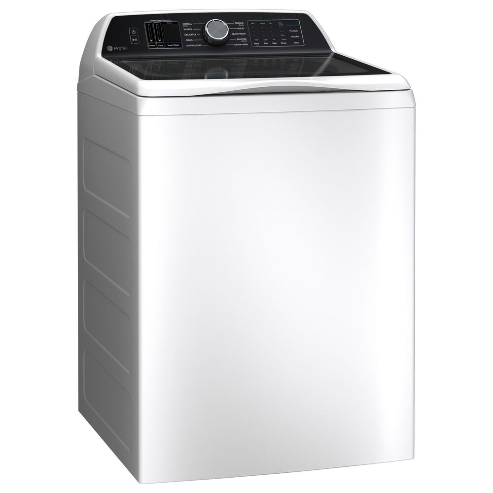 GE Profile 5.3 Cu. Ft. Top Load Washer with Agitator and 7.4 Cu. Ft. Smart Gas Dryer with Sanitize Cycle and Sensor Dry in White, , large
