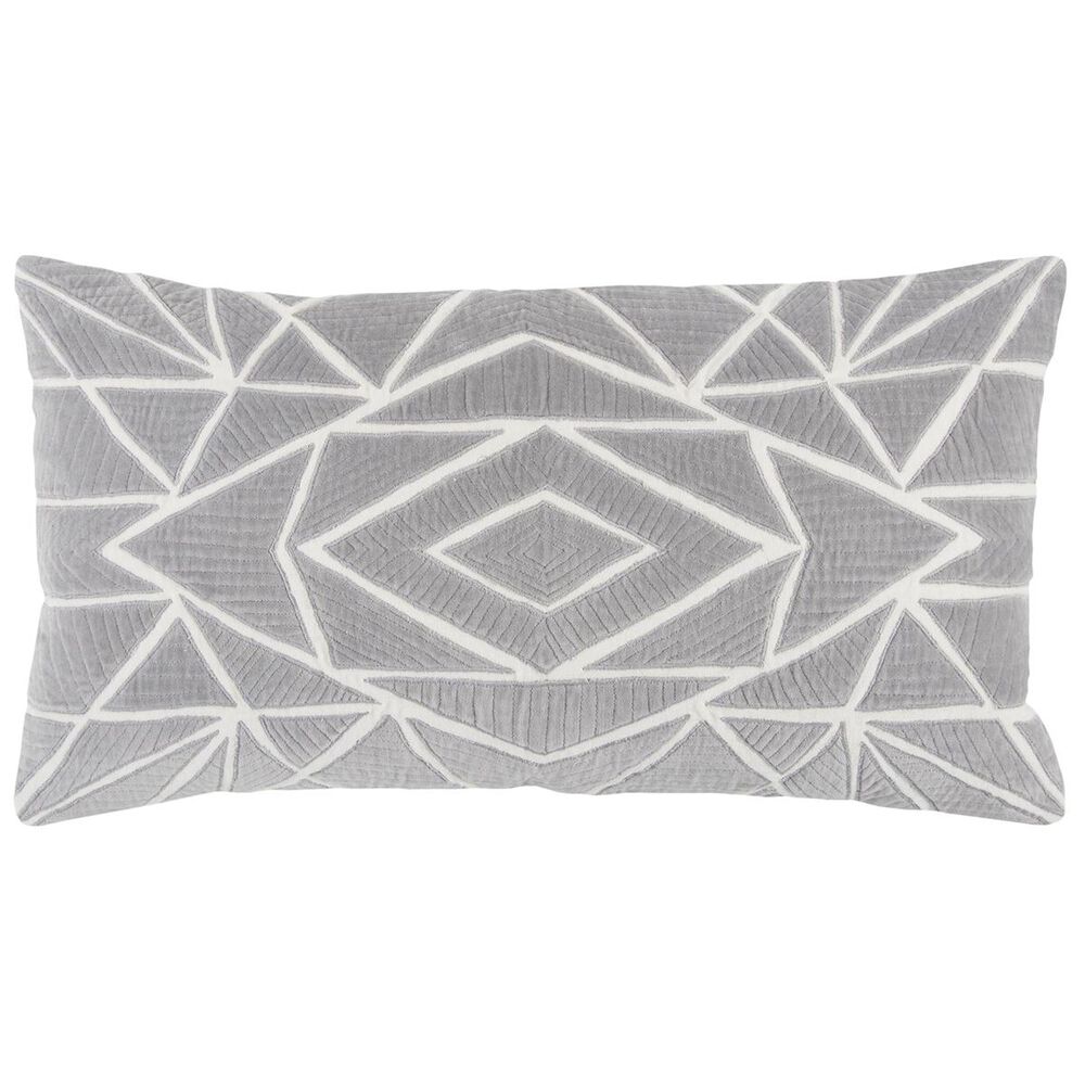 Rizzy Home 14" x 26" Pillow Cover in Light Grey and White, , large