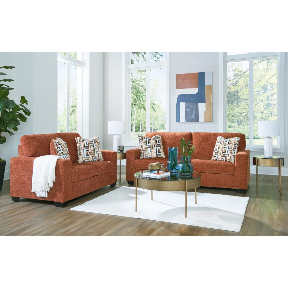 Ashley Aviemore Stationary Sofa and Loveseat Set in Spice, , large
