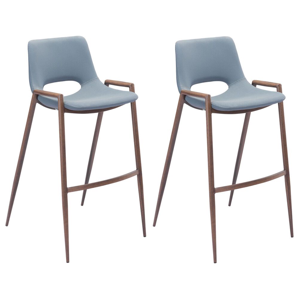 Zuo Modern Desi Bar Chair in Gray and Dark Brown (Set of 2), , large