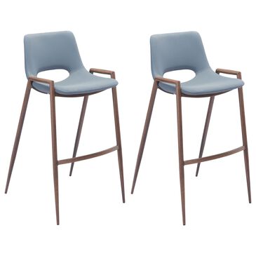 Zuo Modern Desi Bar Chair in Gray and Dark Brown (Set of 2), , large