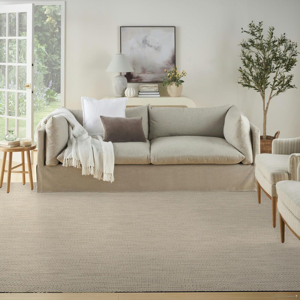 Nourison Courtyard Ivory and Silver 8&#39; x 10&#39; Indoor/Outdoor Area Rug, , large