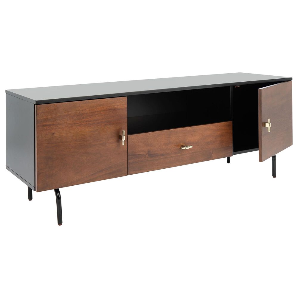 Safavieh Genevieve 54" Media Stand in Black and Walnut, , large