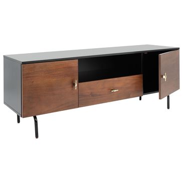 Safavieh Genevieve 54" Media Stand in Black and Walnut, , large