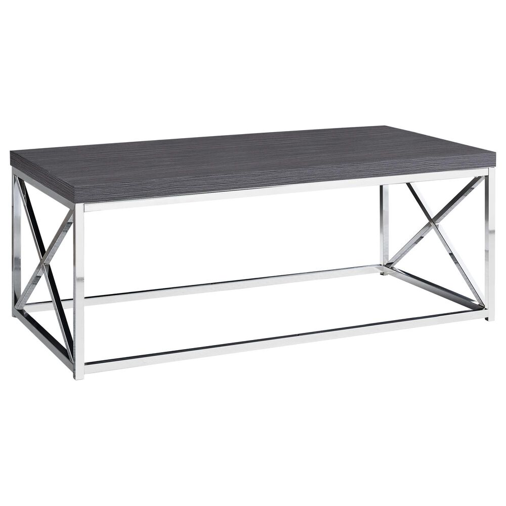 Monarch Specialties Coffee Table in Grey and Chrome, , large