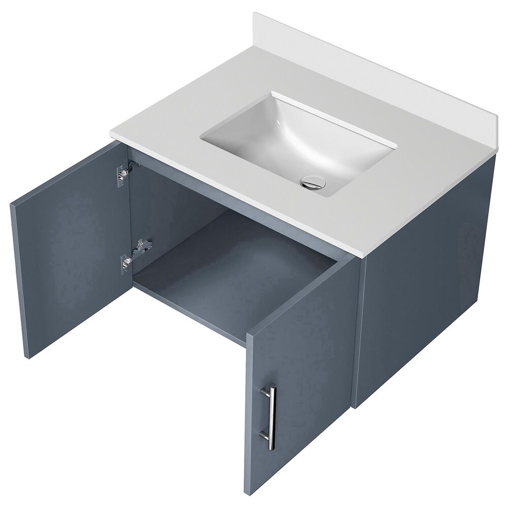 Lexora Home Geneva 30&quot; Single Bathroom Vanity in Dark Grey with 2 cm White Quartz Top and Rectangular Sink, , large