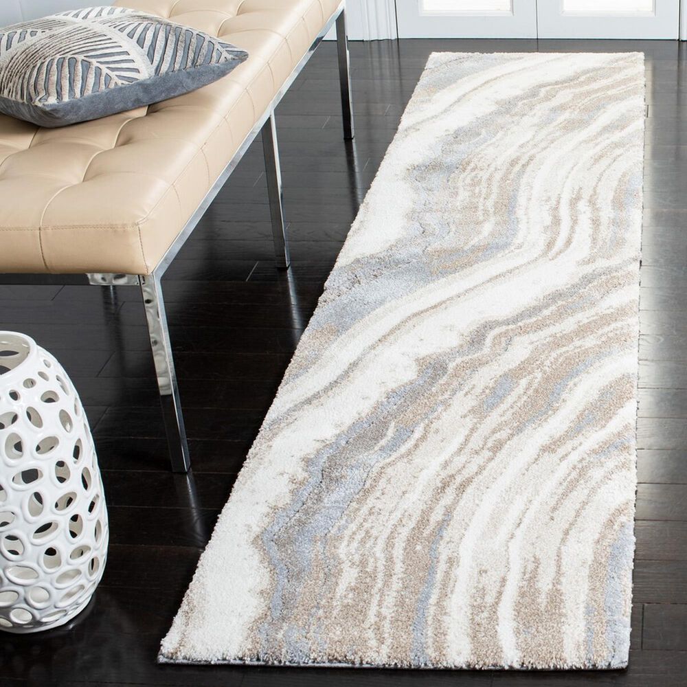 Safavieh Cyrus Shag CYR126A 2&#39;2&quot; x 9&#39; Ivory and Grey Runner, , large