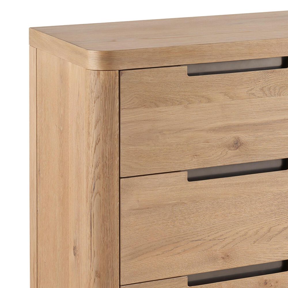 Universal Furniture Modern Walker California King Panel Bed with Dresser, Wardrobe and Two Nightstands in Natural Oak with AC Outlets and USB Ports, , large