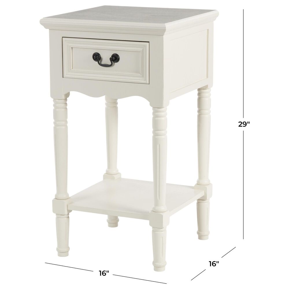 Maple and Jade End Table with Shelf and Drawer in Cream, , large