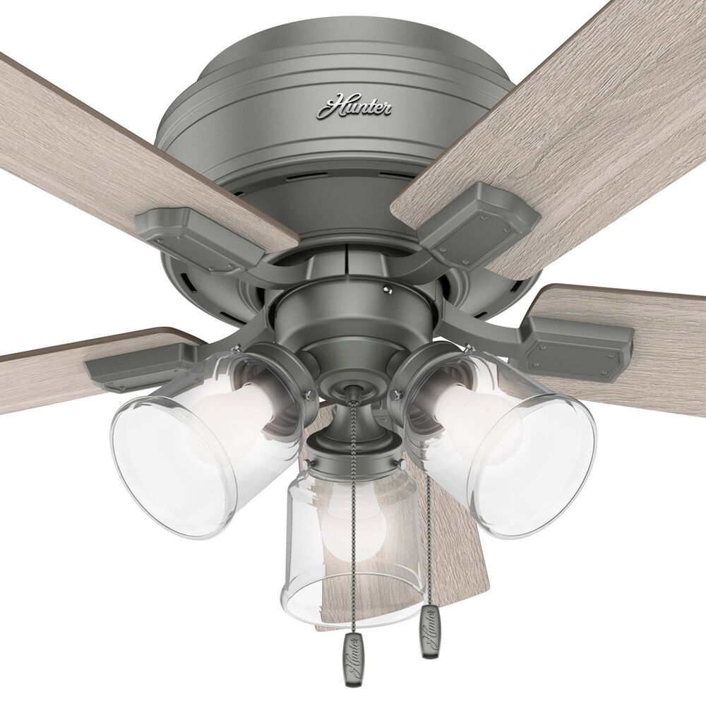 Hunter Crestfield Low Profile 42&quot; Ceiling Fan with Lights in Matte Silver, , large