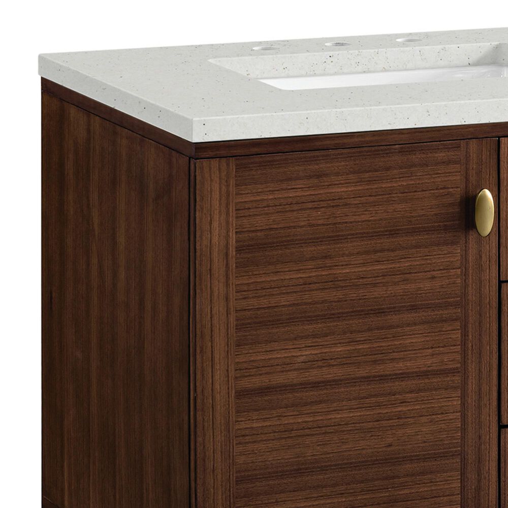James Martin Vanities Amberly 60&quot; Double Bathroom Vanity in Mid-Century Walnut with 3 cm Lime Delight Quartz Top and Rectangular Sinks, , large