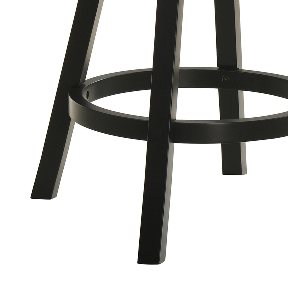 Armen Living Erika Swivel Counter Height Stool with Cream Upholstery in Black, , large