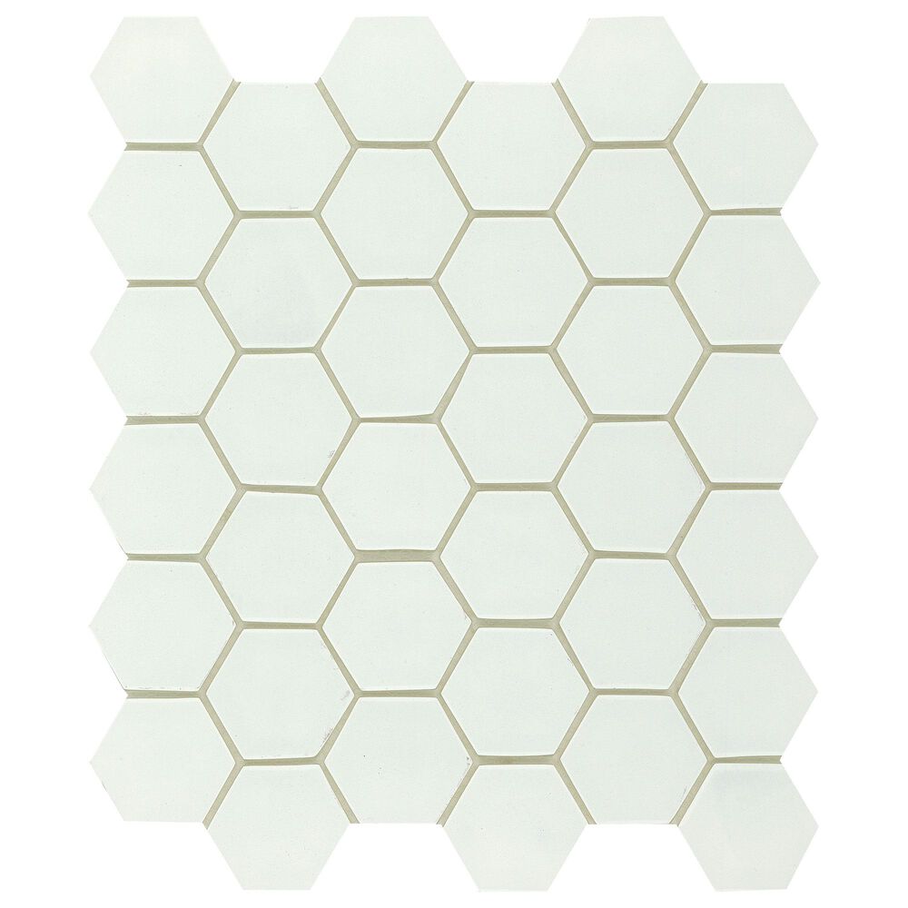 Emser Concept White Hexagon Glass Mosaic Tile, , large