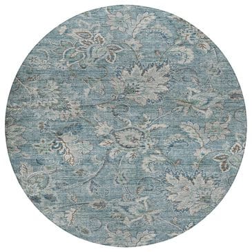 Dalyn Rug Company Silk Road Baltic, Sky, Denim, Ivory and Gray 8" Round Area Rug, , large