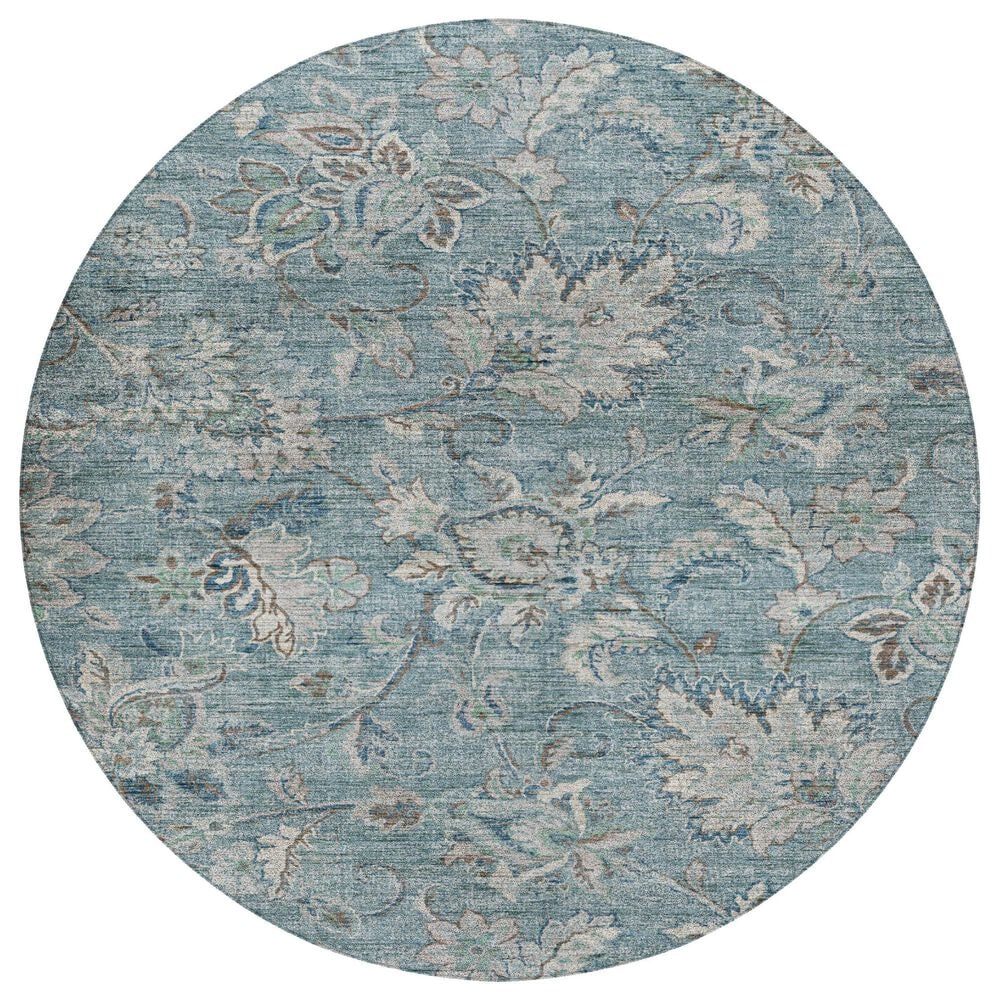 Dalyn Rug Company Silk Road Baltic, Sky, Denim, Ivory and Gray 8" Round Area Rug, , large