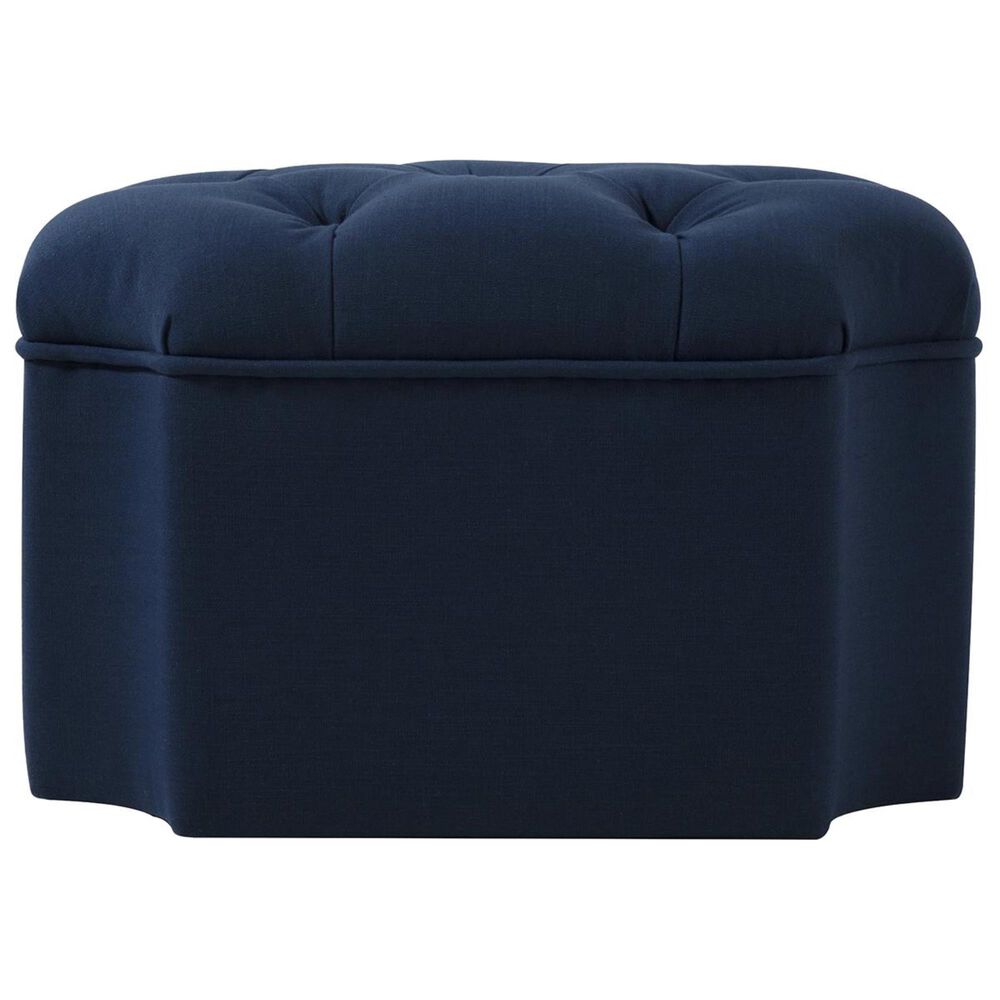 Jennifer Taylor Home Miranda Tufted Ottoman in Midnight Blue Nebraska