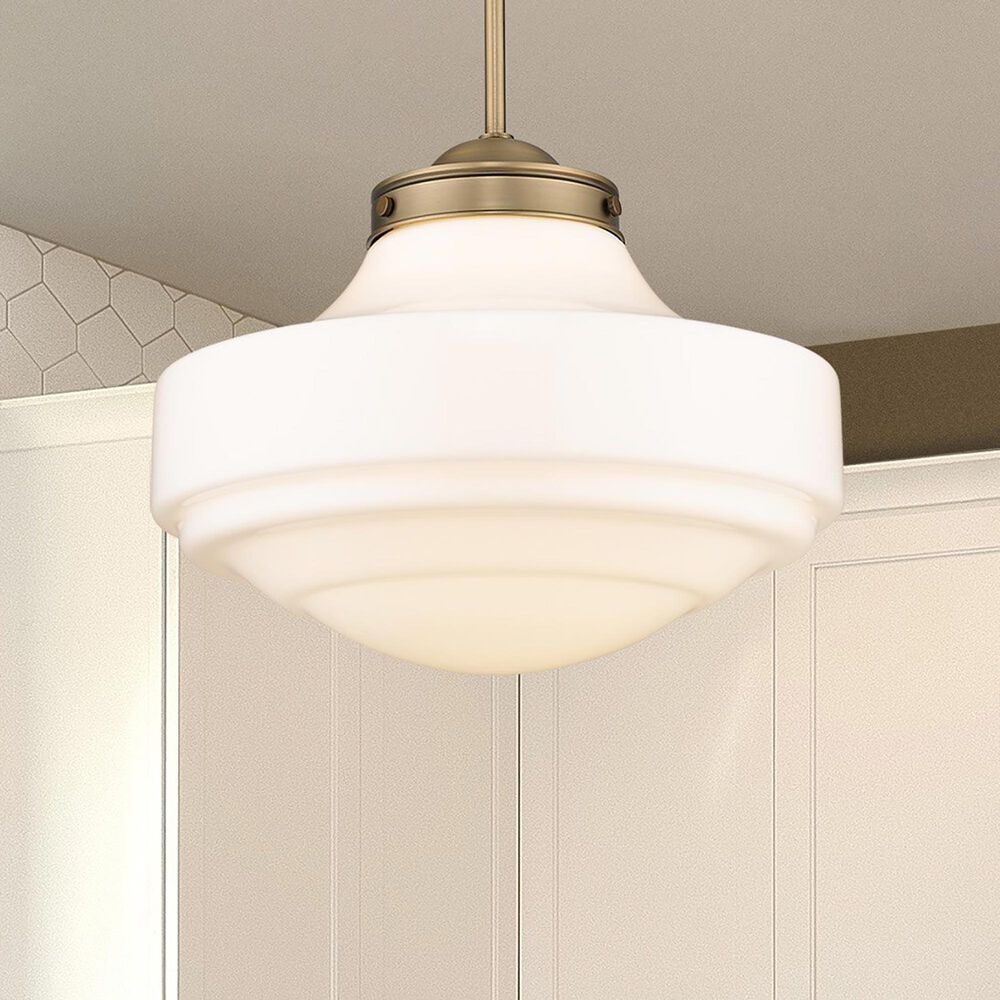 Golden Lighting Ingalls Large Pendant with Vintage Milk Glass in Modern Brass, , large