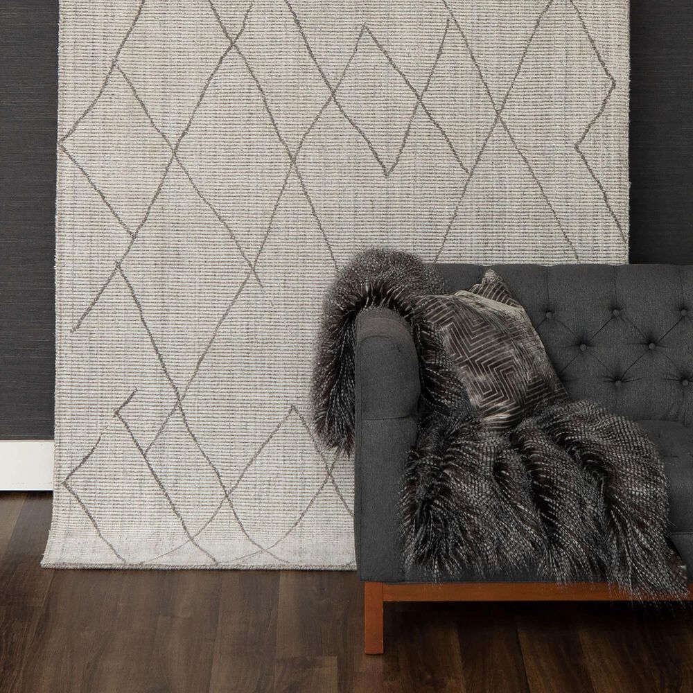 Karastan Tangier RG187-620 9&#39; x 12&#39; Tribal Diamond Silver Area Rug, , large