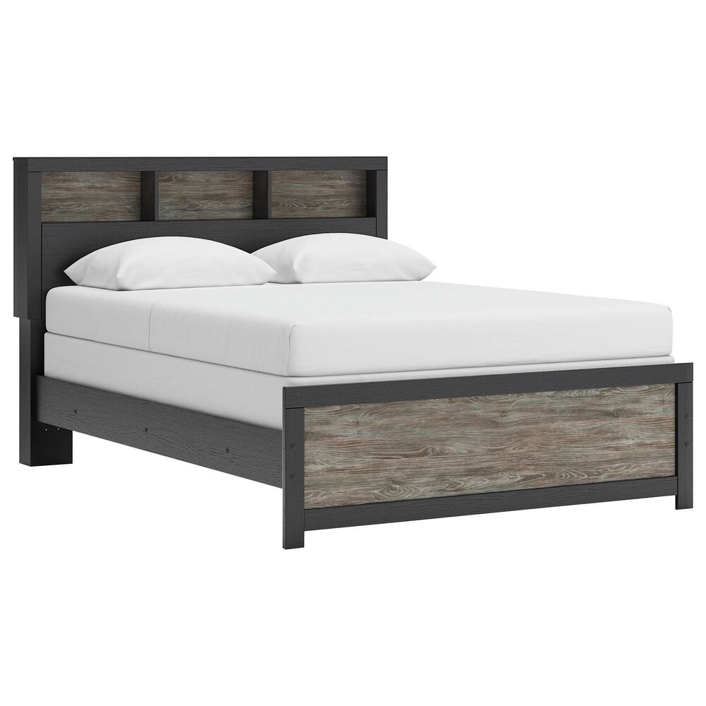 Ashley Broachmyn Queen LED Bookcase Bed in Black and Gray, , large