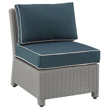 Crosley Furniture Bradenton Patio Center Chair with Navy Cushion in Gray, , large