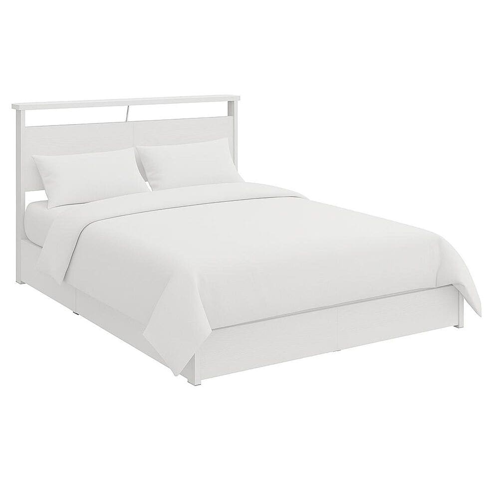 HOMLUX Full 4-Drawer  Storage Bed with LED Headboard and Charging Station in White, , large