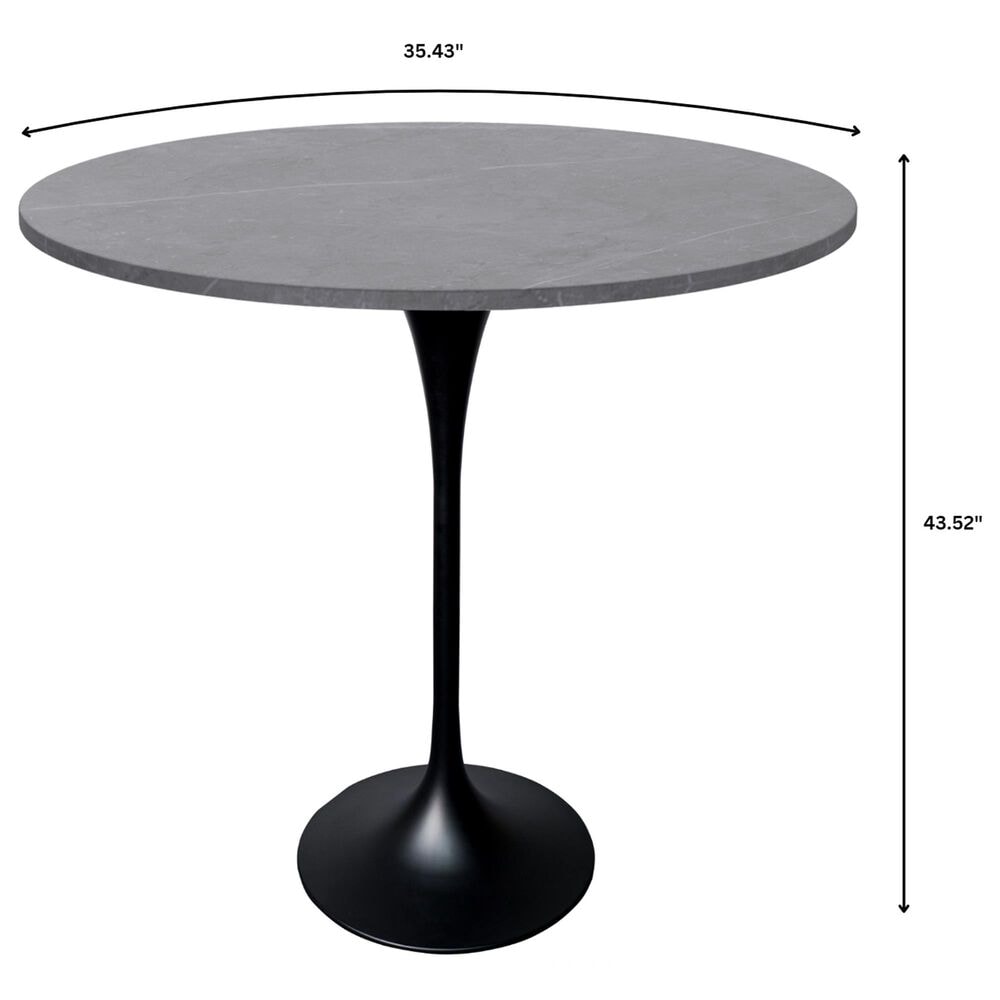 Leisuremod Verve 36&quot; Round Bar Height Dining Table with Sintered Stone Top in Black and Grey - Table Only, , large