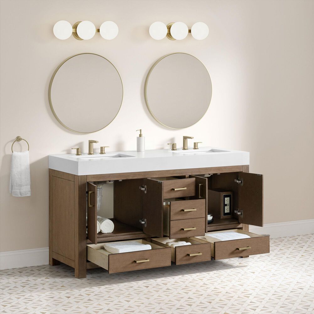 37B Alanya 60" Double Bathroom Vanity in Walnut Drift with White Composite Stone Top, , large