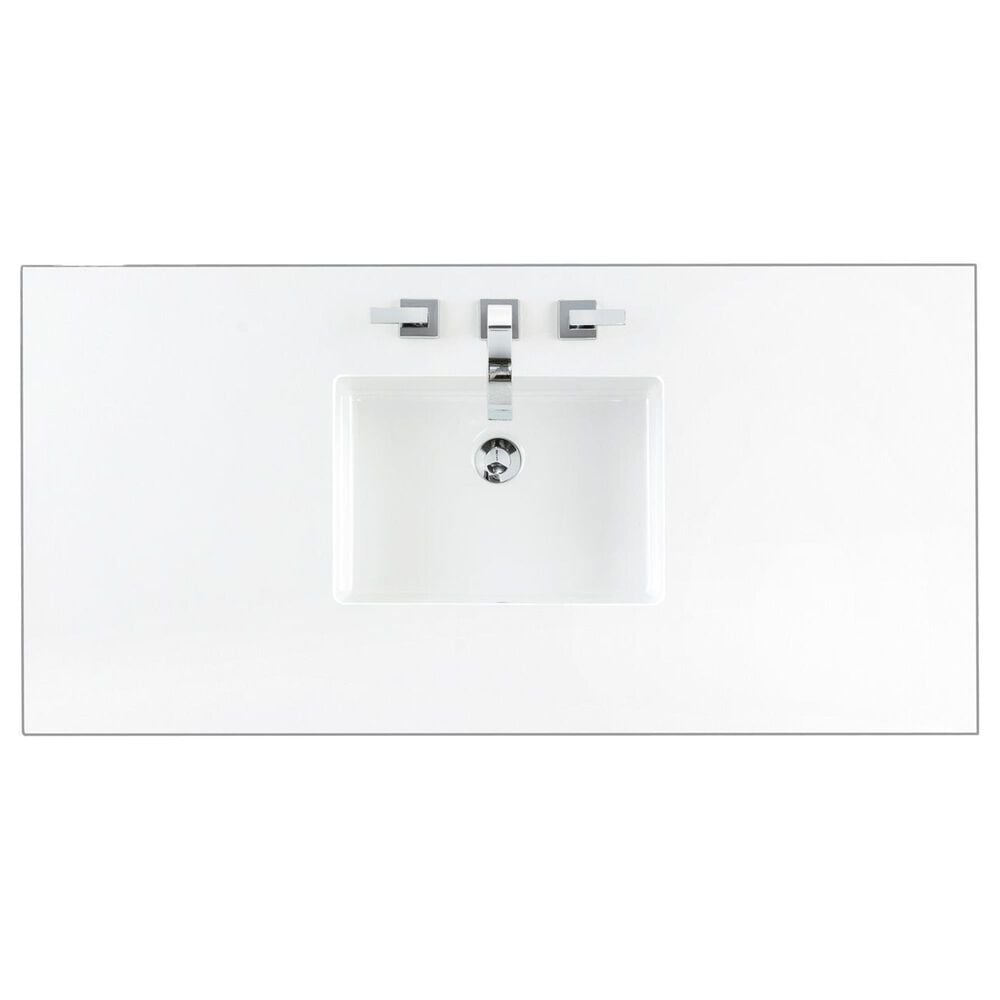 James Martin Vanities Palisades 48&quot; Single Bathroom Vanity in Bright White with 3 cm White Zeus Quartz Top and Rectangular Sink, , large