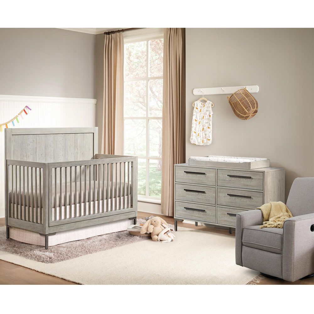 Eastern Shore Beck Convertible Raised Back Panel Crib in Willow, , large