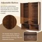 HOMLUX 6-Hook Hall Tree with 2-Rattan Doors in Walnut, , large