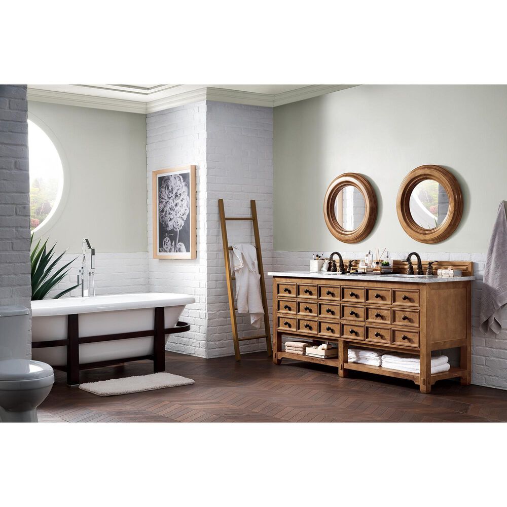 James Martin Malibu 72" Double Bathroom Vanity in Honey Alder with 3 cm