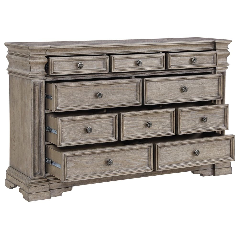 Millenium Blairhurst 3-Piece King Panel Bedroom Set in Light Grayish Brown with Lights, , large