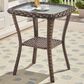 Hearth and Haven 23" Outdoor Wicker Side Table with Glass Top in Brown, , large