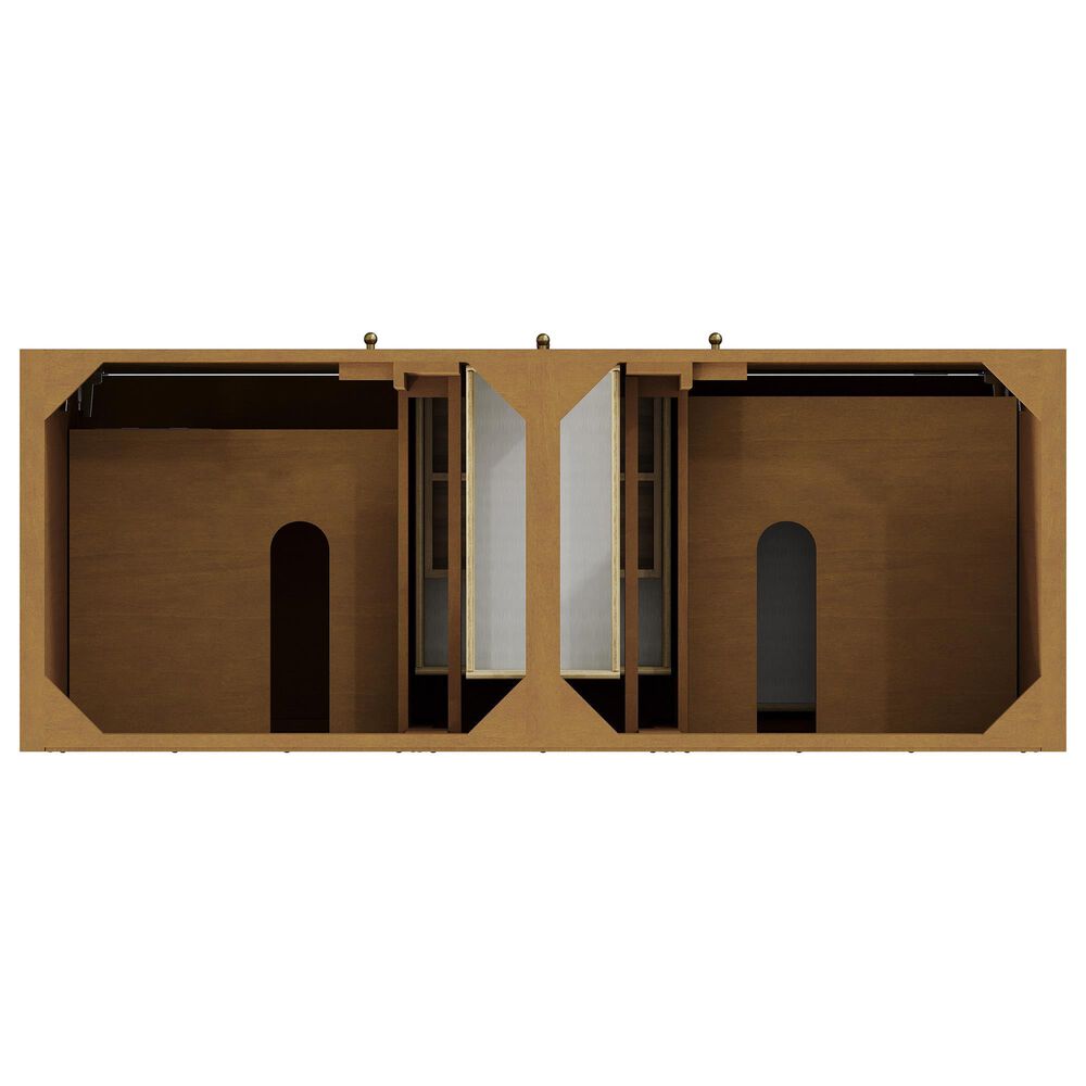 James Martin Hudson 60" Double Bathroom Vanity in Honey Oak with 3 cm Parisien Bleu Silestone Top and Rectangular Sinks, , large