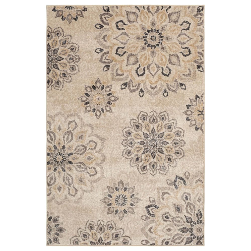 Central Oriental Minerva Asterin 7"10" x 9"10" Alabaster and Sand Area Rug, , large