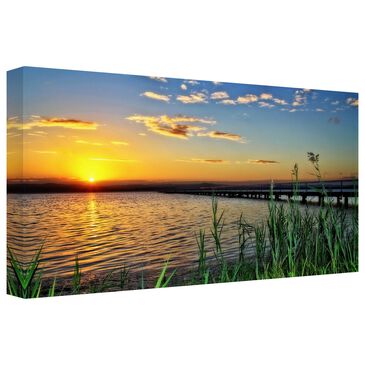 Timberlake Beata Czyzowska "Lakeside Melody" 12" x 24" Canvas Art in Light Blue/Tan/Yellow/Grey, , large