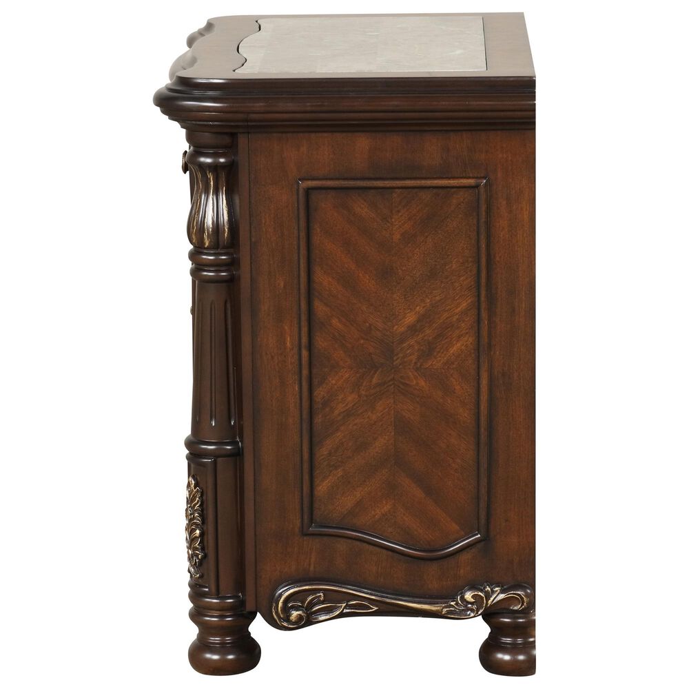 New Heritage Design Bella Note 5-Piece King Sleigh Bedroom Set in Mahogany Brown and Antique Gold, , large